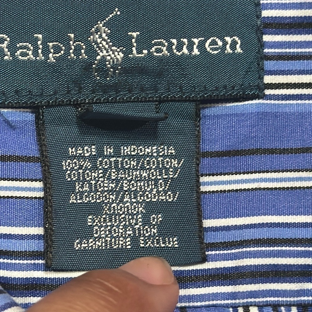 RALPH LAUREN Boys Casual Blue Striped Long Sleeve Button Down Shirt Sz 6 NC0011 - Picture 5 of 5